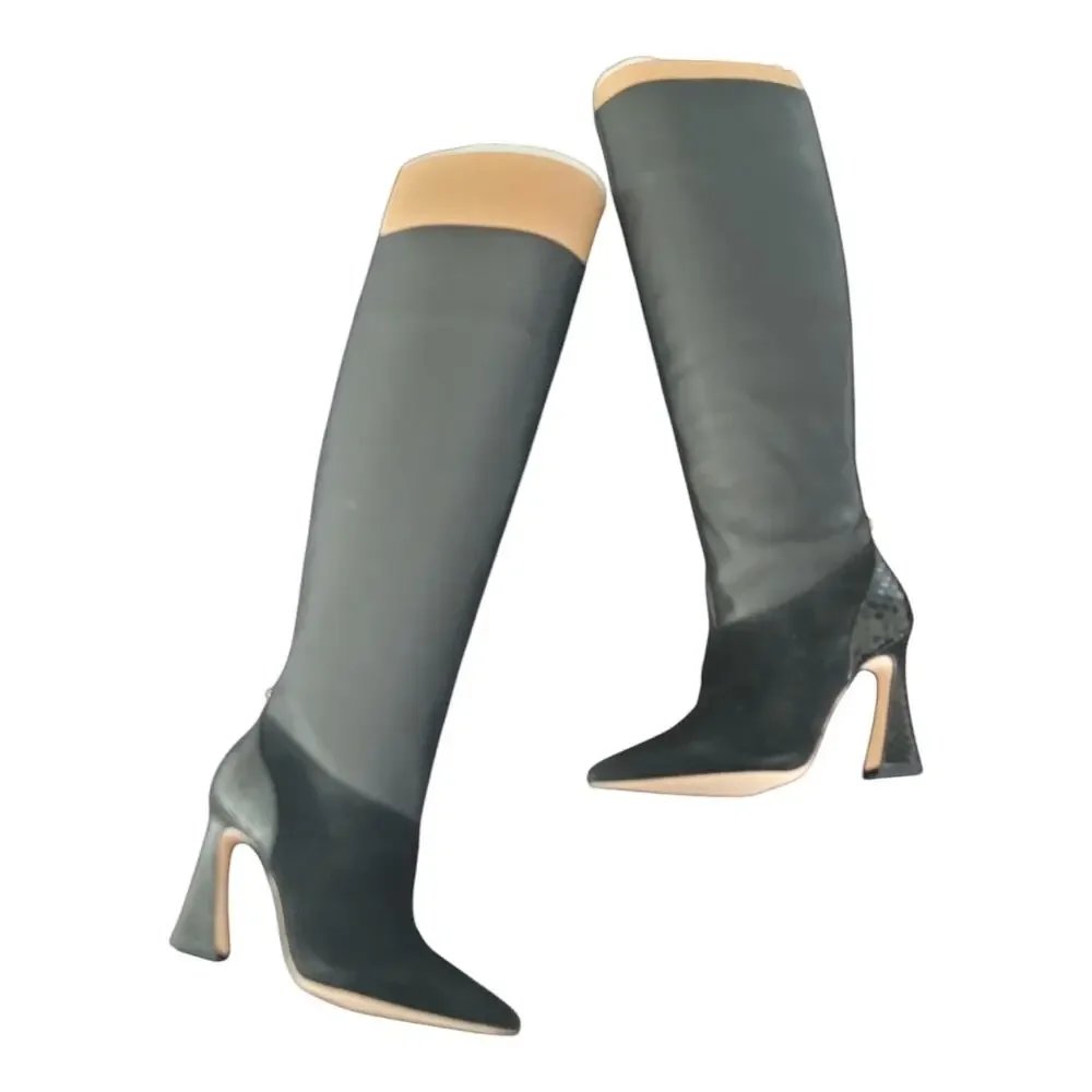 Louise Et Cie Jacobi Mixed Leather Knee High Boots Pointed‎ Toe Women's US 5M